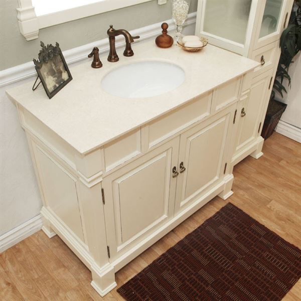 42 in Single sink vanity-wood-cream white