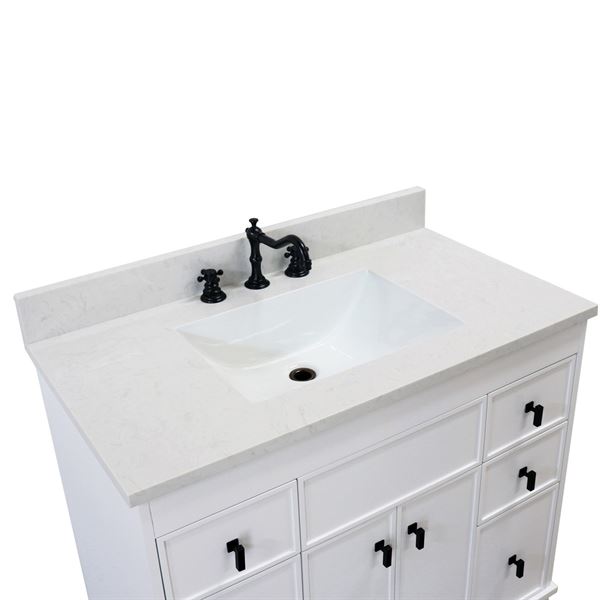 39 in. Single Sink Vanity in White finish with Engineered Quartz Top