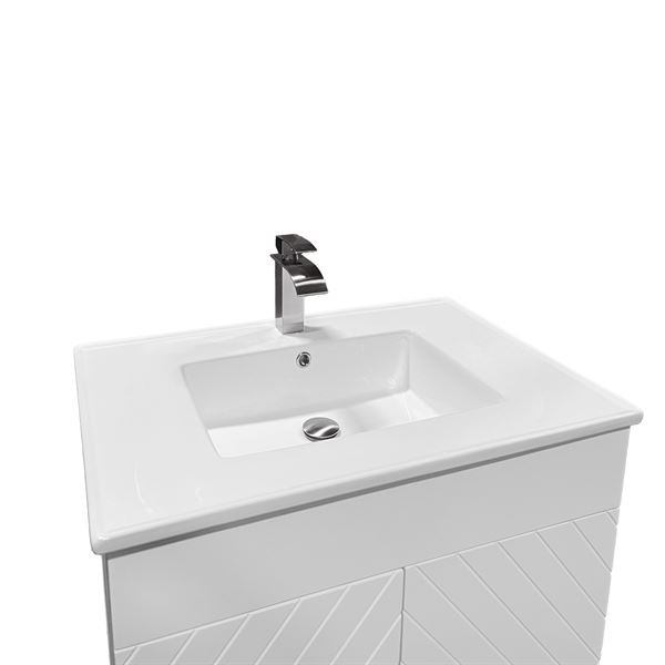 31 in. Single Sink Foldable Vanity Cabinet in White with White Ceramic Top