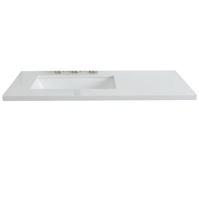 37" White quartz countertop and single rectangle left sink