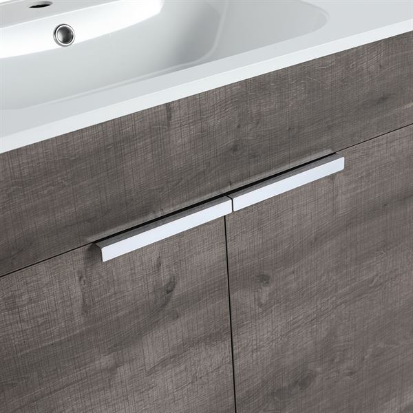 30 in. Single Vanity in Gray Oak finish with Solid Surface Resin White Sink