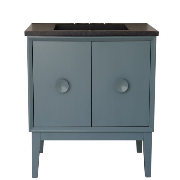 31 in. Single Vanity in Aqua Blue Finish with Black Concrete Top and Rectangle Sink