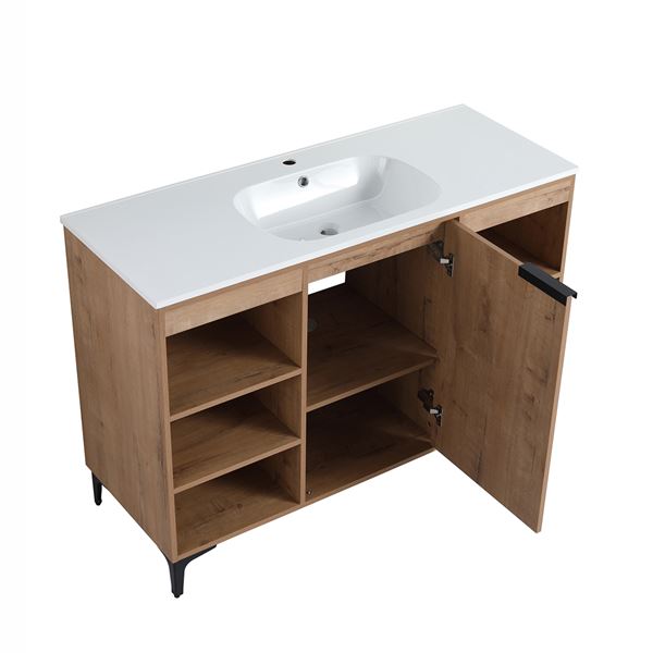 48 in. Single Vanity in Neutral finish with Solid Surface Resin White Sink