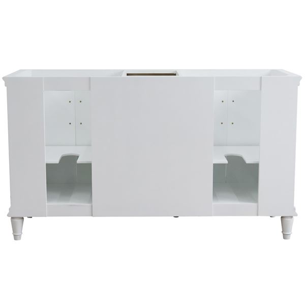 60" Double vanity in White finish- cabinet only