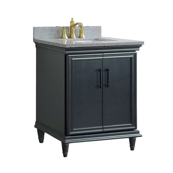 31" Single Vanity in Dark Gray Finish with Gray Granite and Rectangle Sink