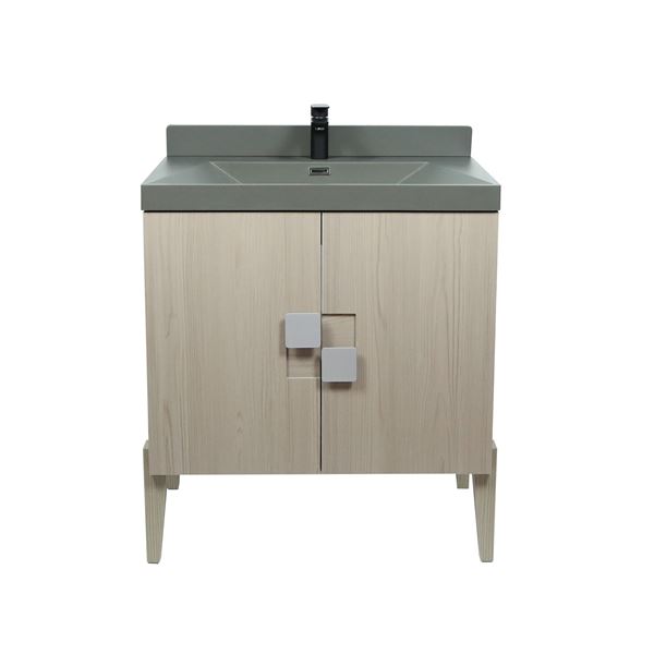 31.5" Single Sink Vanity In Light Gray with Gray Composite Granite Top