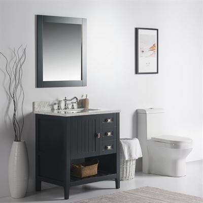 31" Single vanity-dark gray-white marble top