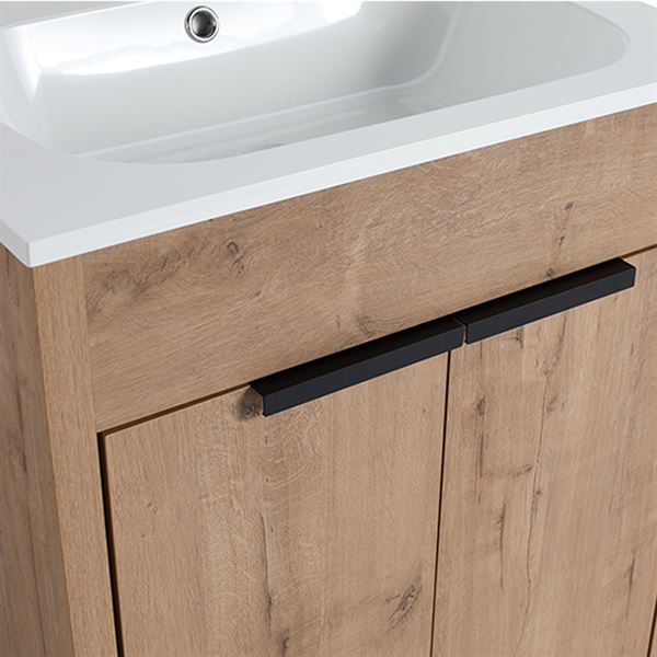 24 in. Single Vanity in Neutral finish with Solid Surface Resin White Sink
