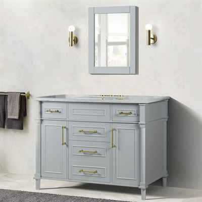 Napa Napa 48" SINGLE VANITY IN L/GRAY WITH WHITE CARRRA MARBLE TOP