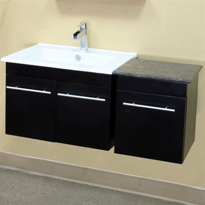 39.4 in Single wall mount style sink vanity-wood-black 