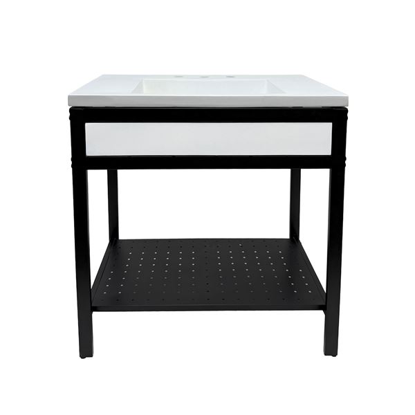 31 in. Single Sink Vanity- Black Metal Frame with White Concrete Ramp Sink Top