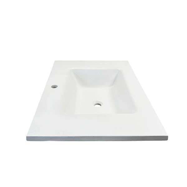 31 in. Single Concrete Ramp Sink Top with Rectangle Sink, White 