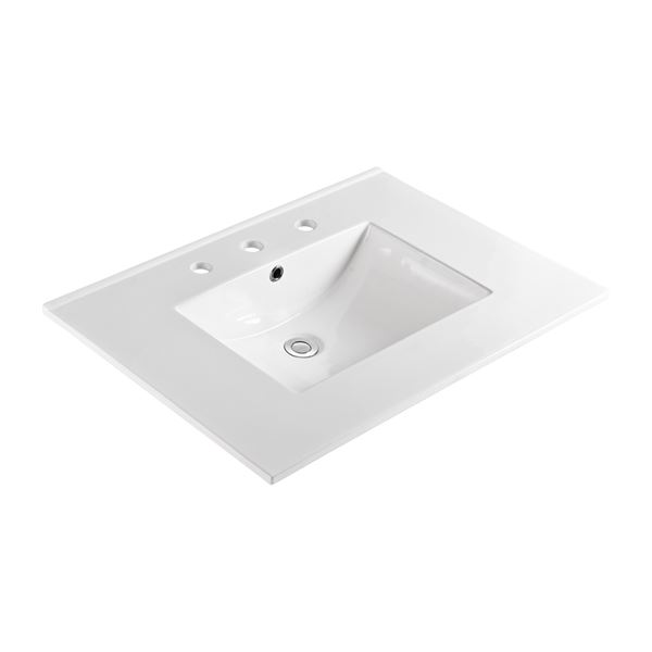 30 in. Single Ceramic Sink Top, 3 Holes