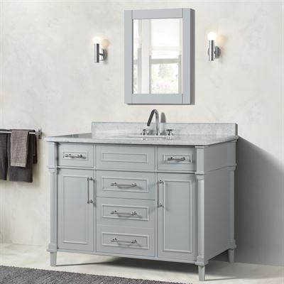 Napa Napa 48" SINGLE VANITY IN L/GRAY WITH WHITE CARRRA MARBLE TOP