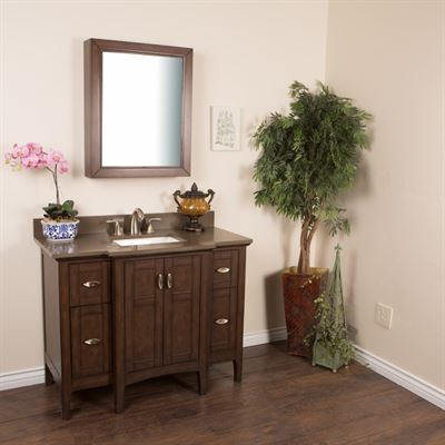 45 in Single sink vanity in sable walnut with quartz top in Taupe