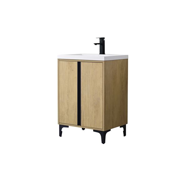 24 in. Single Vanity in Natural Oak finish with Solid Surface Resin White Sink