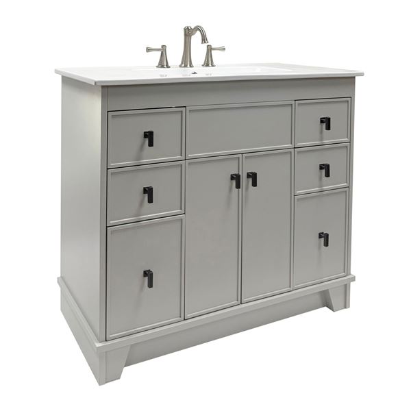 40 in. Single Sink Vanity- White Finish with White Ceramic Sink Top