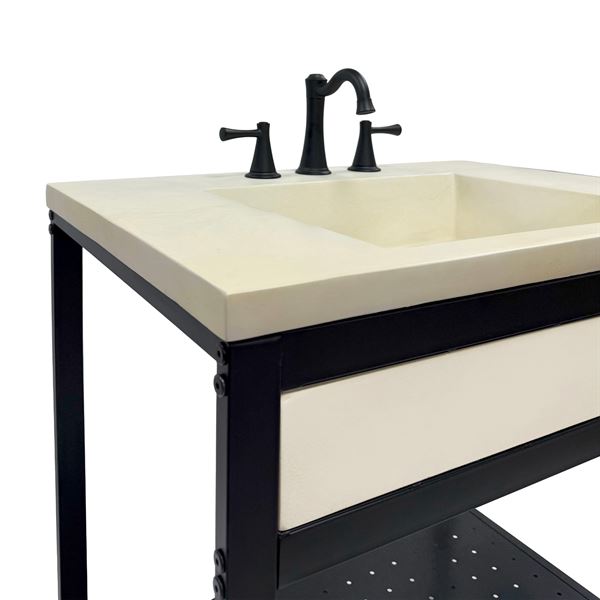 31 in. Single Sink Vanity- Black Metal Frame with Cream Concrete Ramp Sink Top