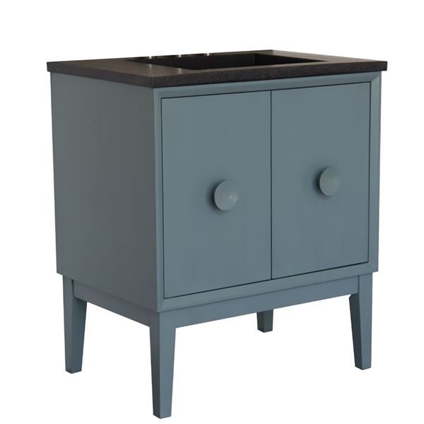 31 in. Single Vanity in Aqua Blue Finish with Black Concrete Top and Rectangle Sink
