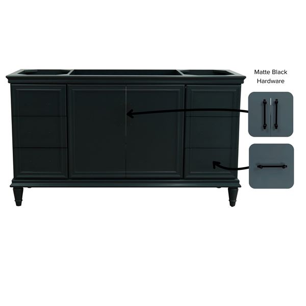 60 in. Single Vanity in Dark Gray Finish- Cabinet Only- Black Handles