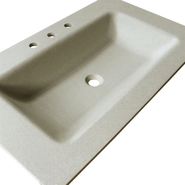 37 in. Single Concrete Top with Rectangle Sink- Dark Gray Finish *53688