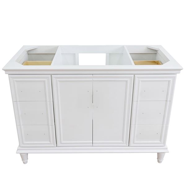 49" Single Sink Vanity in White Finish with Black Galaxy Granite and Rectangle Sink