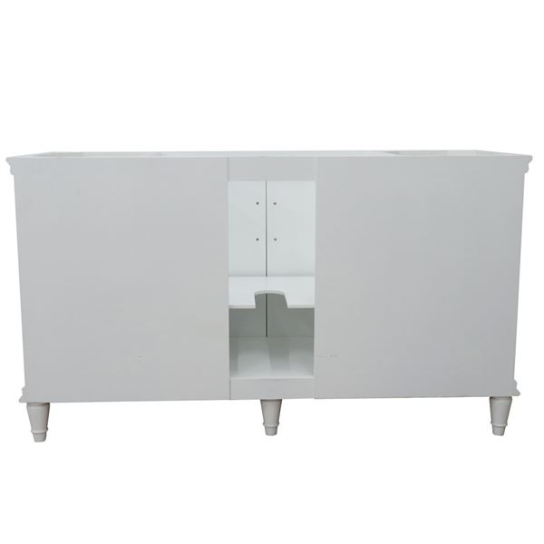 61" Single vanity in White finish with Black galaxy and round sink
