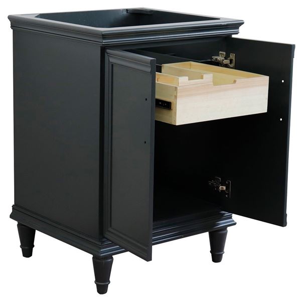 24" Single Vanity in Dark Gray Finish- Cabinet Only- Black Handles