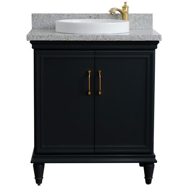 31" Single vanity in Dark Gray finish with Gray granite and round sink