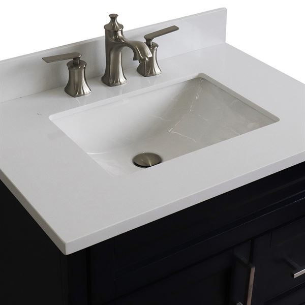 31" Single Sink Vanity in Blue Finish With White Quartz With Rectangle Sink