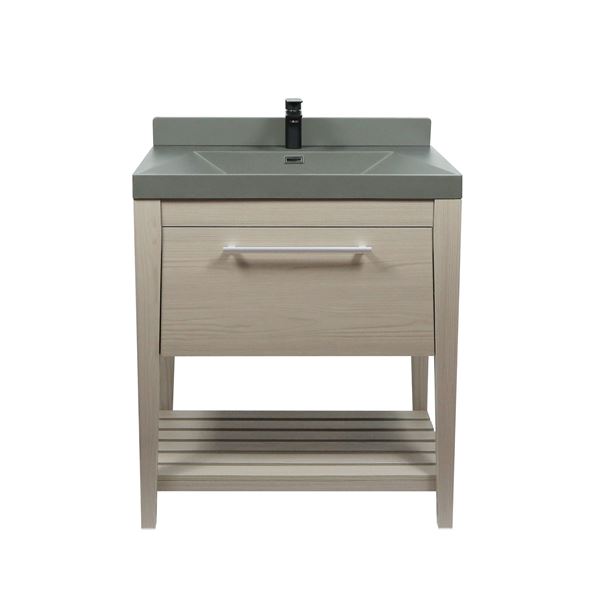 31.5" Single Sink Vanity In Light Gray with Gray Composite Granite Top
