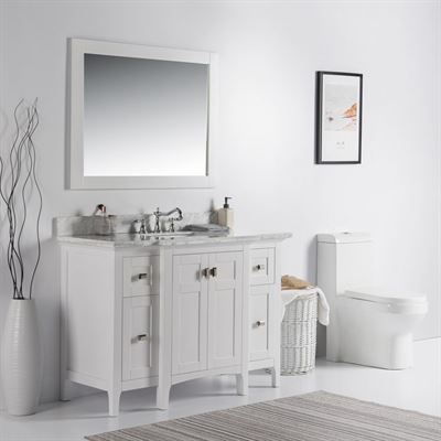 DISCONTINUED : 49 in. Single Vanity-White-White Marble Top