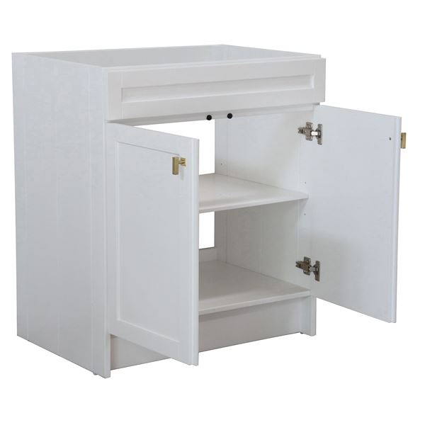 30 in. Single Sink Foldable Vanity Cabinet, White Finish 
