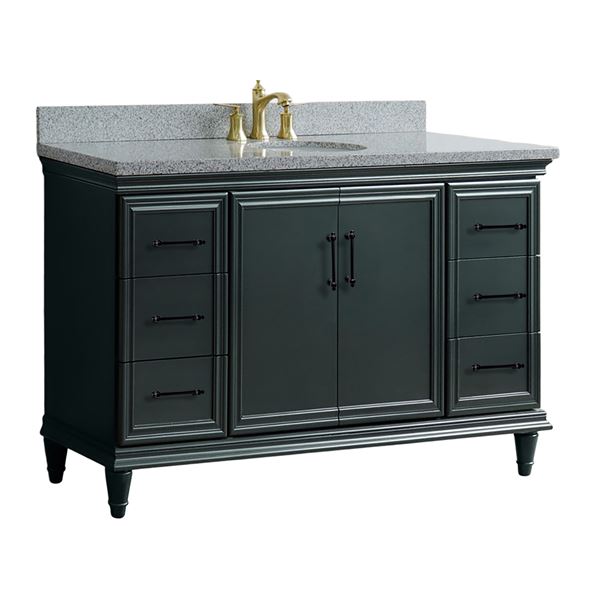 61" Single Sink Vanity in Dark Gray Finish and Gray Granite and Oval Sink