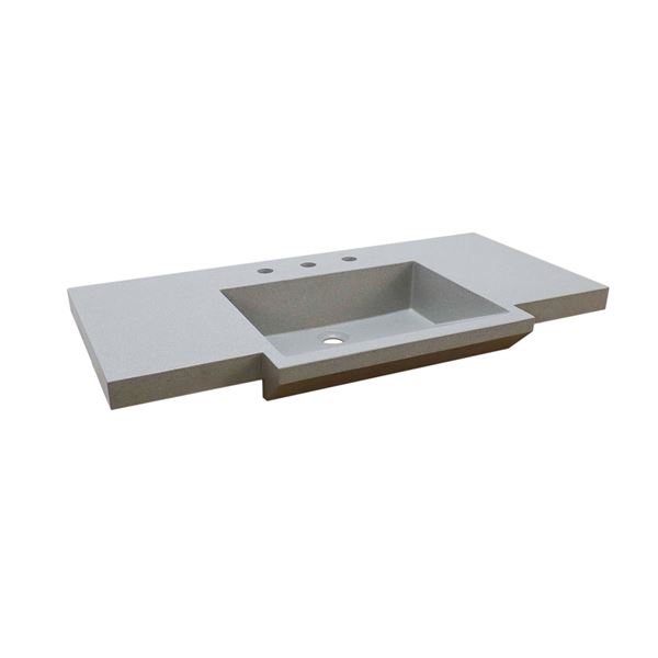 39 in Single Sink Vanity White Finish in Gray Concrete Top with Gold Hardware