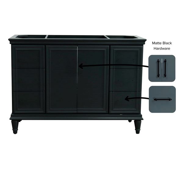 49" Single Sink Vanity in Dark Gray Finish with Black Galaxy Granite and Oval Sink