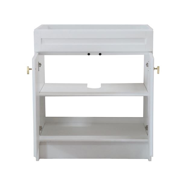 30 in. Single Sink Foldable Vanity Cabinet, White Finish 