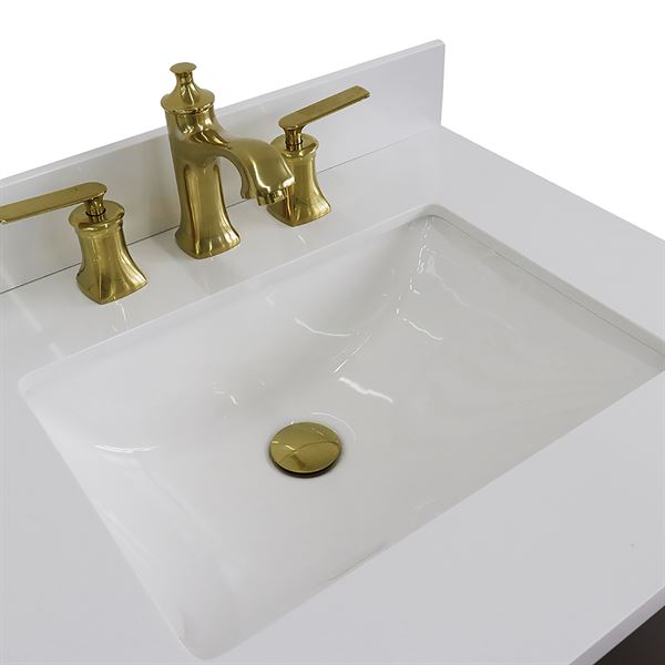 61" Double Sink Vanity in Dark Gray Finish and White Quartz and Rectangle Sink