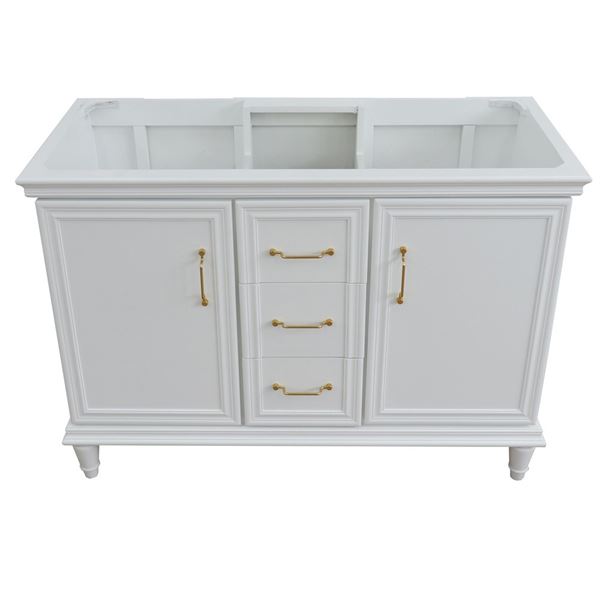 48" Double vanity in White finish- cabinet only