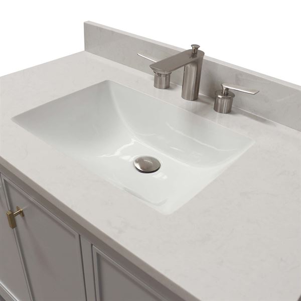 37 in. Single Sink Vanity in French Gray with Engineered Quartz Top