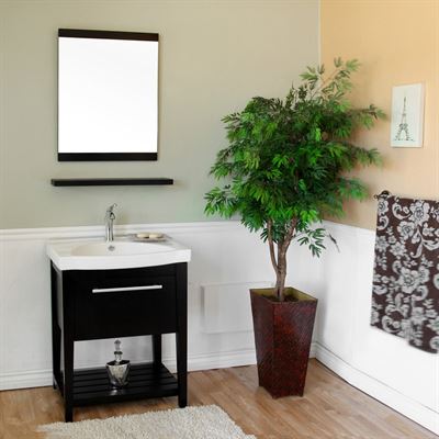27.5 in Single sink vanity-Wood-black 