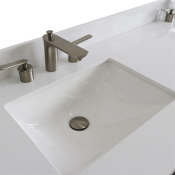 61" Double Sink Vanity in Dark Gray Finish and White Quartz and Rectangle Sink