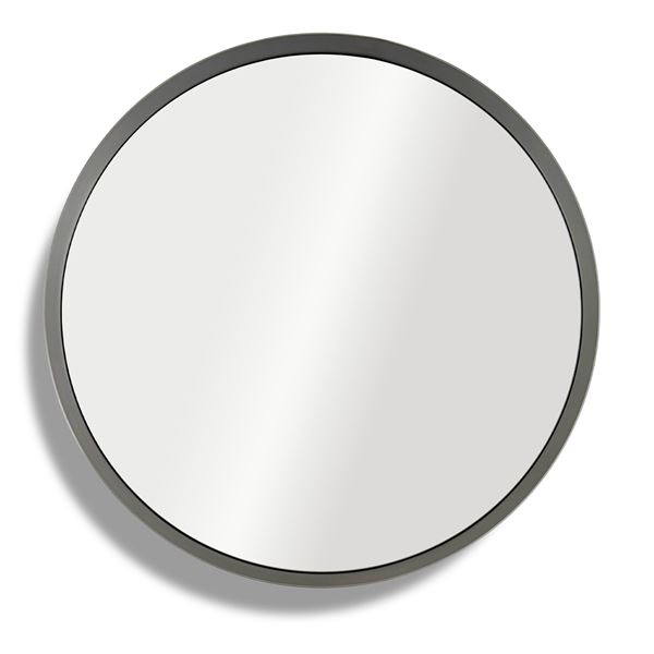 Round Metal Frame Mirror in Brushed Graphite
