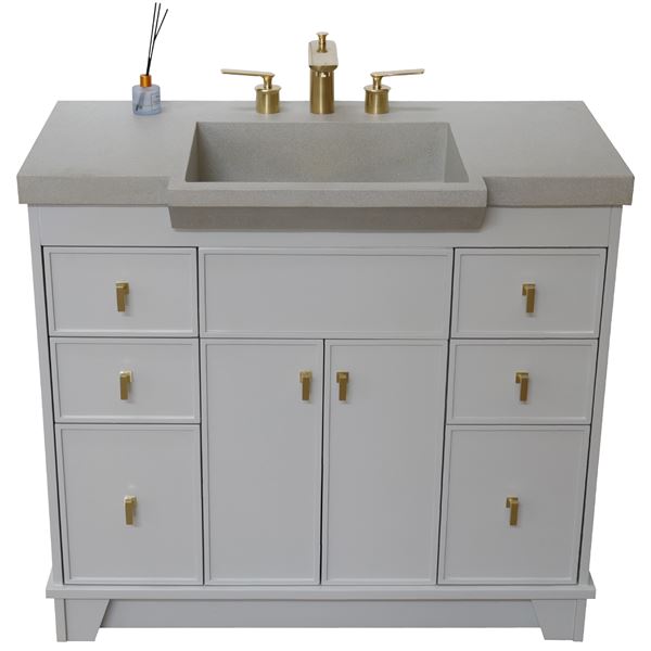 39 in Single Sink Vanity Light Gray Finish in Gray Concrete Top