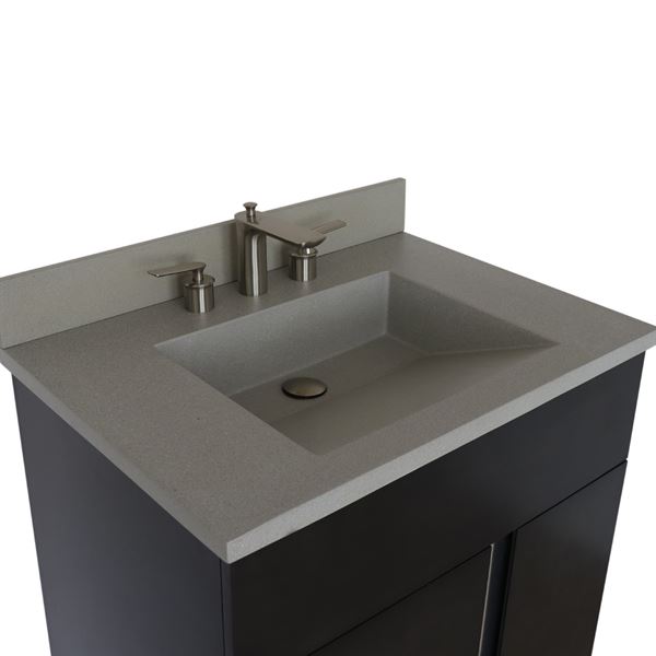 31 in. Single Vanity in Silvery Brown Finish with Gray Concrete Top and Rectangle Sink