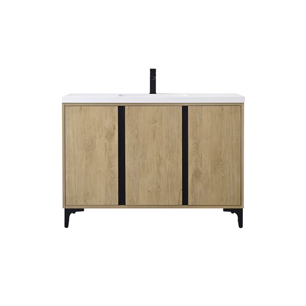 48 in. Single Vanity in Natural Oak finish with Solid Surface Resin White Sink