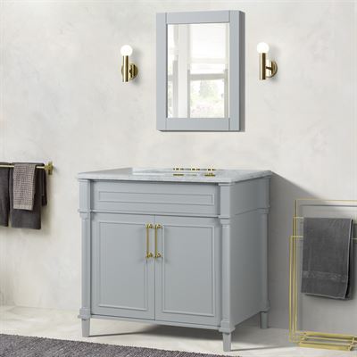 Napa 36" SINGLE VANITY IN L/GRAY WITH WHITE CARRRA MARBLE TOP