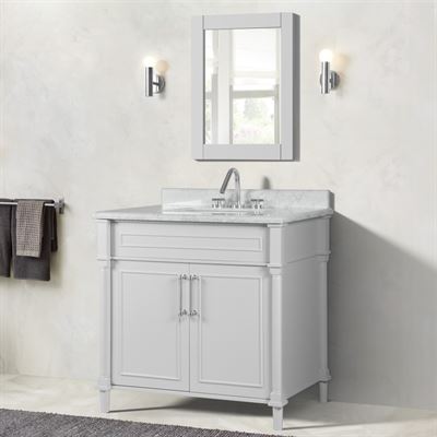 Napa 36" SINGLE VANITY IN WHITE WITH WHITE CARRRA MARBLE TOP