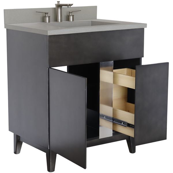 31 in. Single Vanity in Silvery Brown Finish with Gray Concrete Top and Rectangle Sink