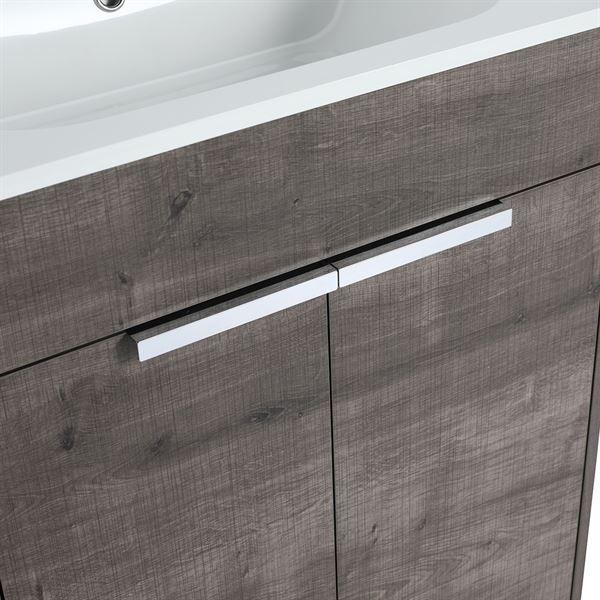 24 in. Single Vanity in Gray Oak finish with Solid Surface Resin White Sink
